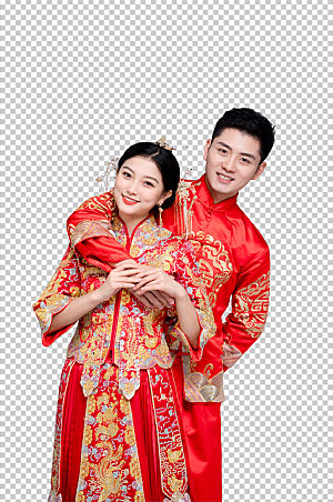 红色喜庆中式婚礼男女精美摄影照