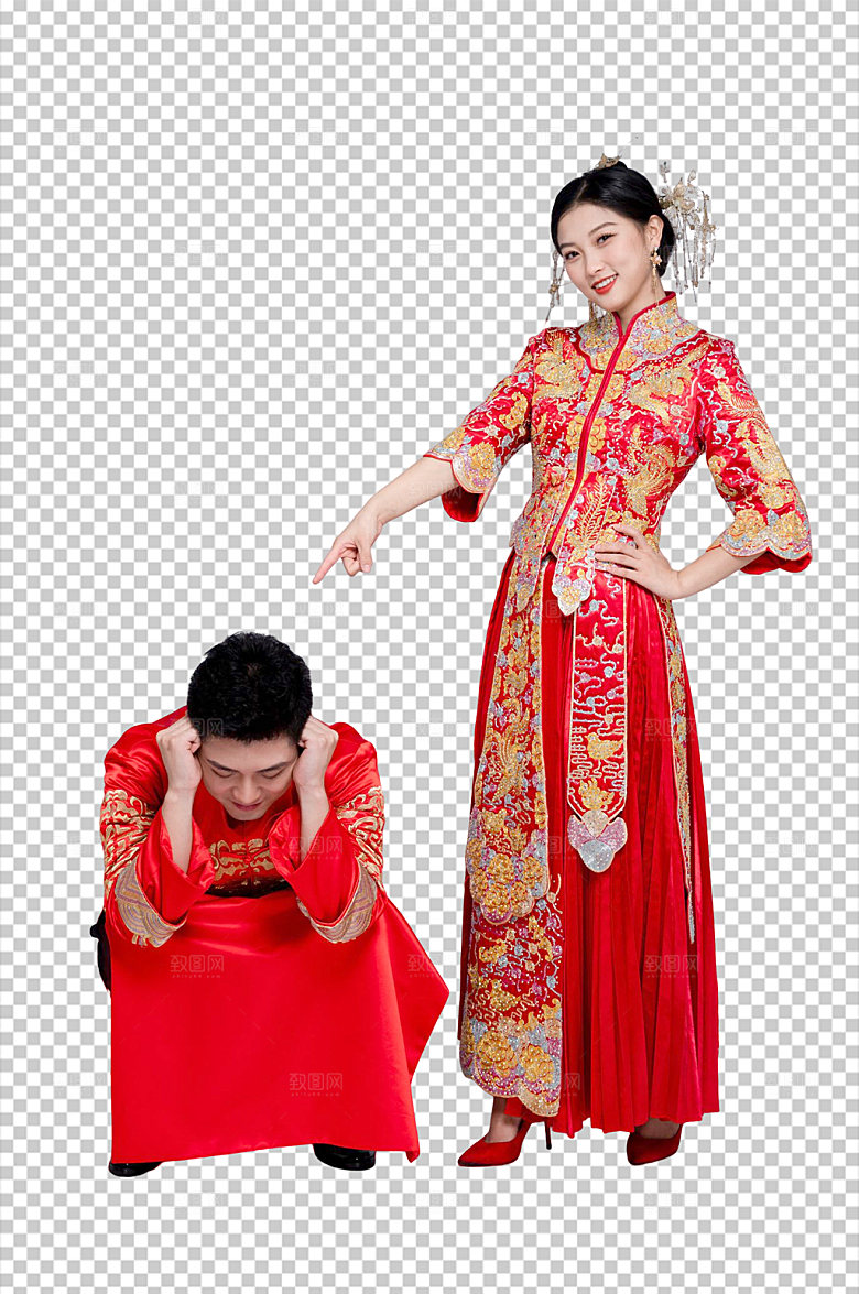 大气甜蜜中式婚礼男女摄影照图片