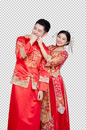 红色浪漫中式婚礼男女创意摄影照
