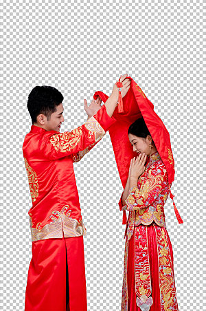 喜庆掀盖头中式婚礼人物摄影照