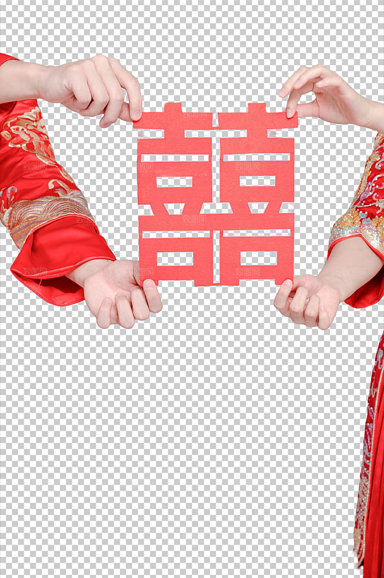 婚礼手持喜字特写免扣PNG摄影照