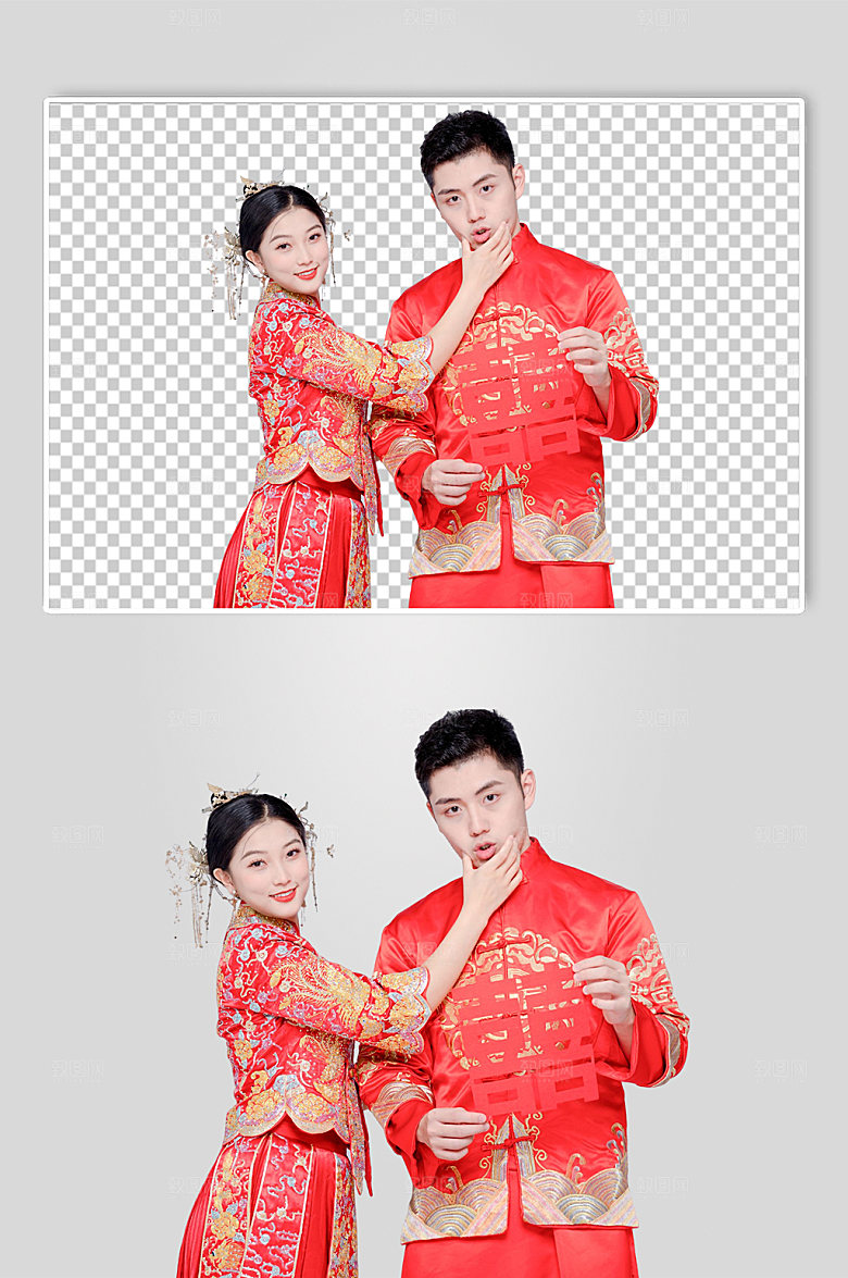 浪漫中式婚人物免扣PNG摄影照