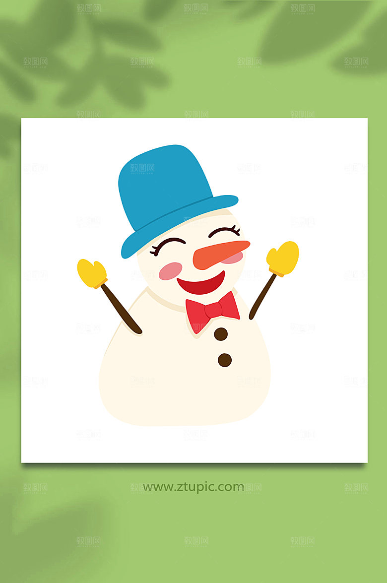 大气绅士雪人小雪节气元素简洁插画