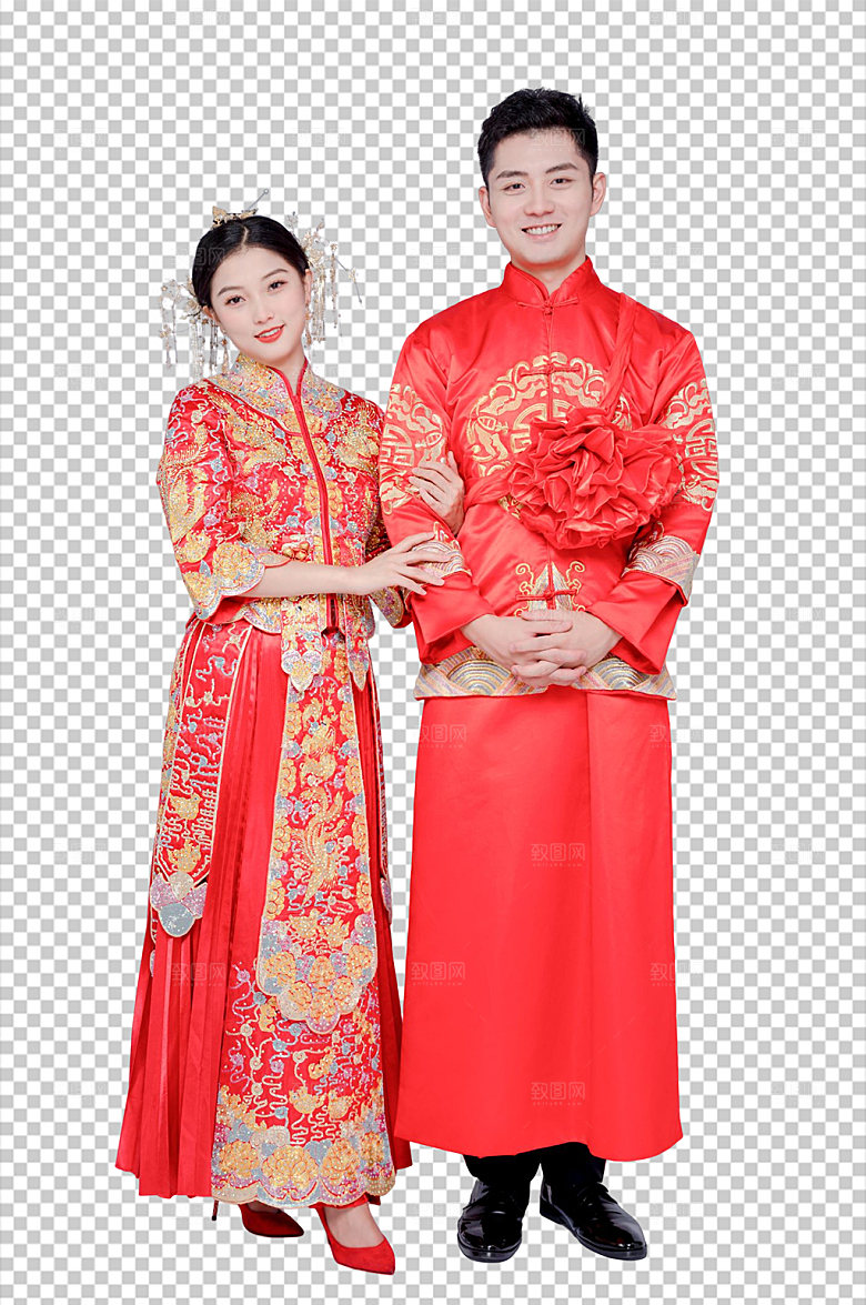 高端中式婚礼人物免扣PNG摄影照