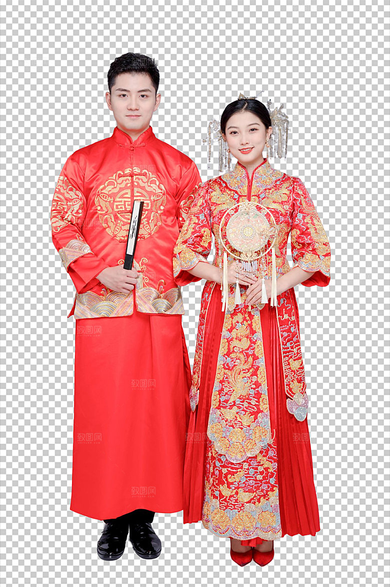 喜庆中式婚礼人物免扣PNG摄影照