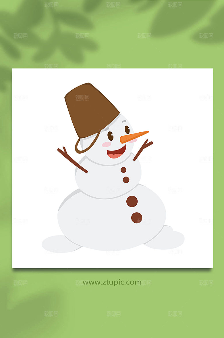 喜庆铁桶帽雪人小雪节气元素插画设计