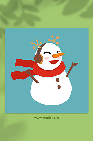 欢乐圣诞雪人小雪节气元素卡通插画