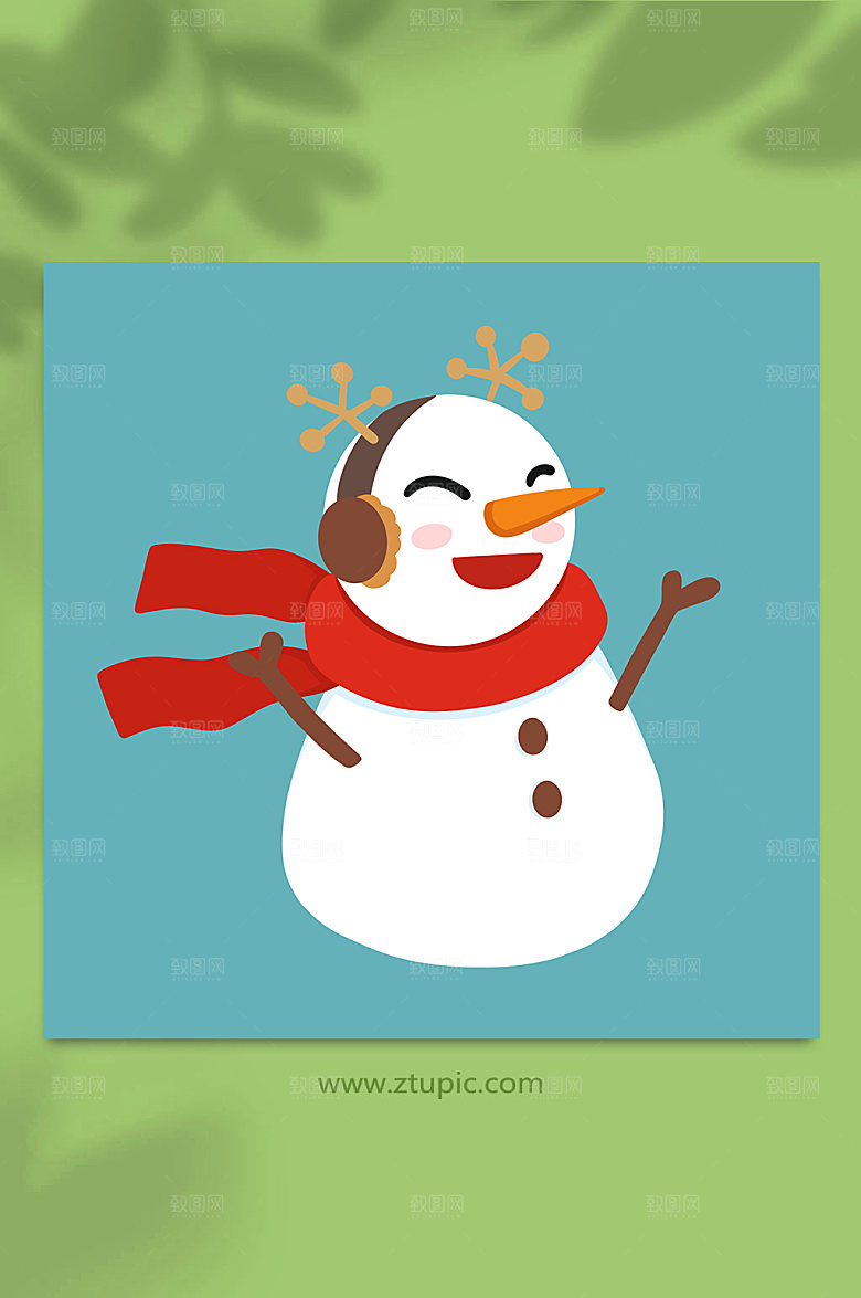 欢乐圣诞雪人小雪节气元素卡通插画