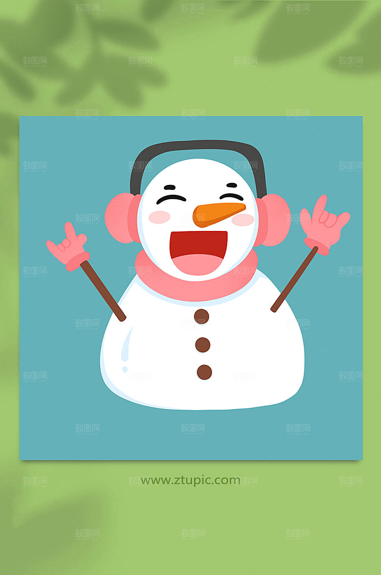 欢乐音乐雪人小雪节气素材插画