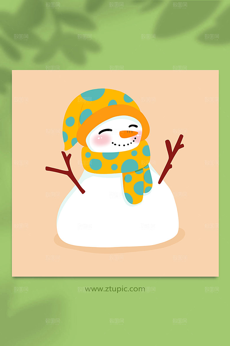 大气斑点围巾雪人小雪节气精美插画