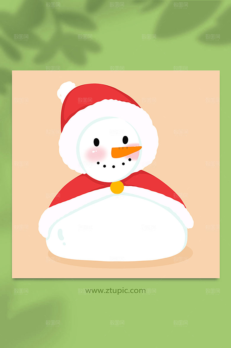 温暖斗篷雪人小雪节气插画设计