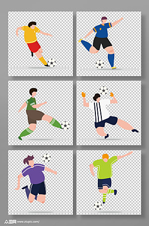 卡通世界杯足球运动员组合元素插画
