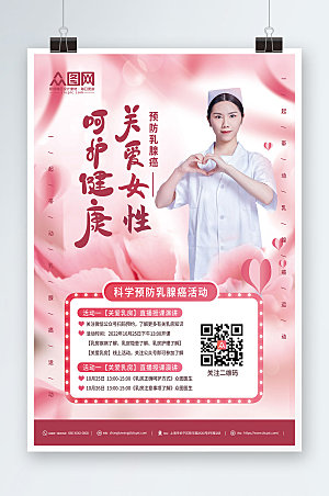 温馨呵护乳房预防乳腺癌人物海报