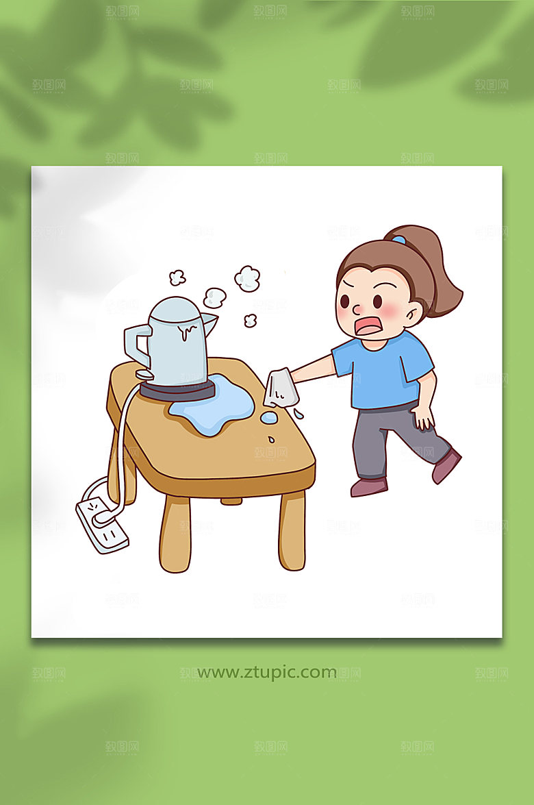 大气电水壶用电安全人物简洁插画