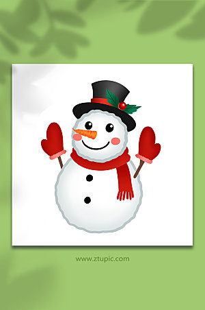 快乐喜庆圣诞微笑雪人元素插画