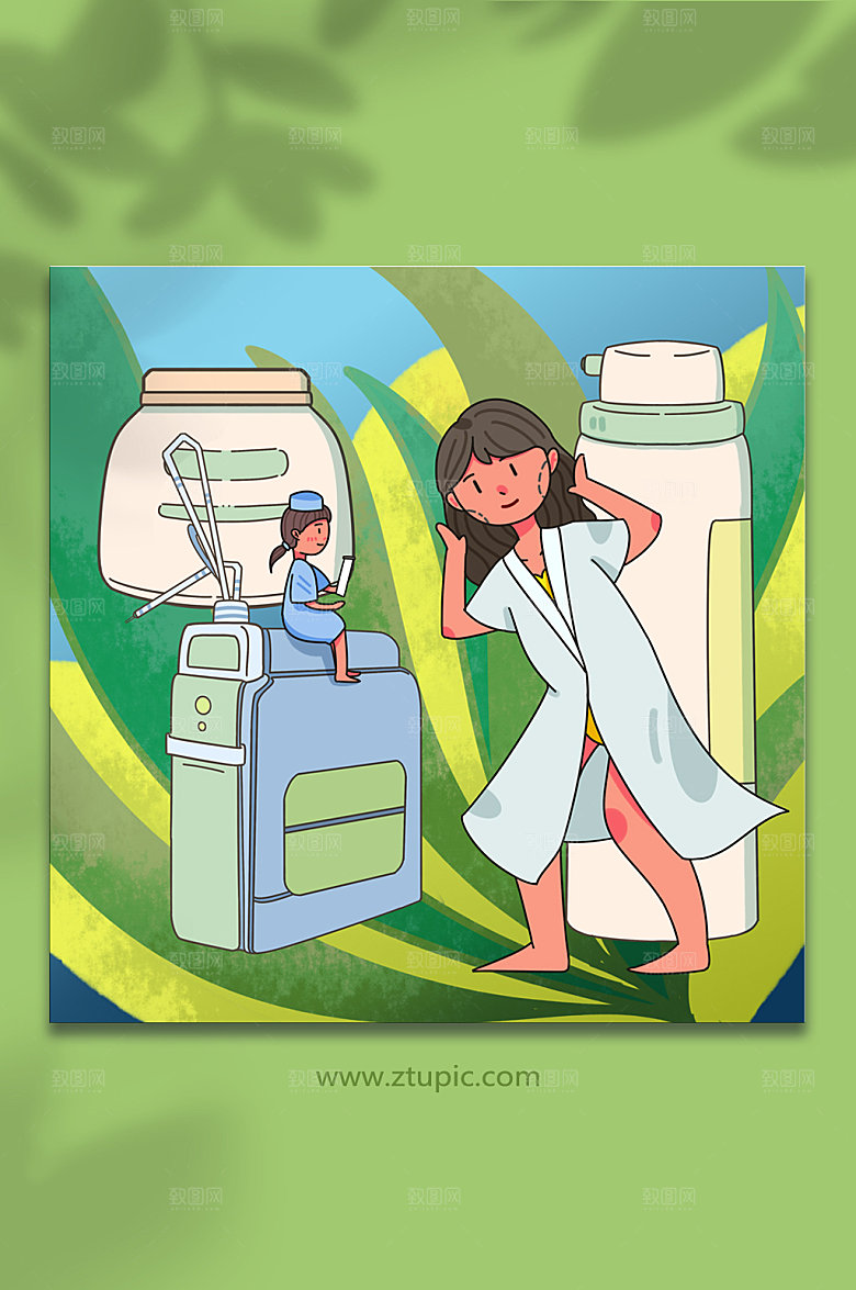 时尚医护美容整形医疗人物插画