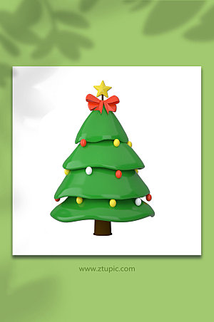 绿色装饰圣诞树C4D模型