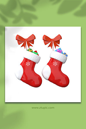 装礼物盒的圣诞节袜子C4D模型