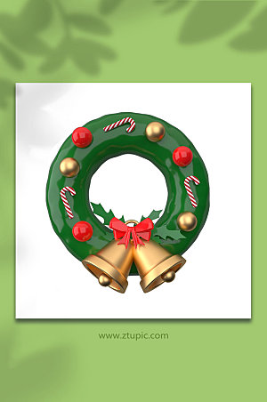 绿色圣诞节系铃铛彩圈C4D模型