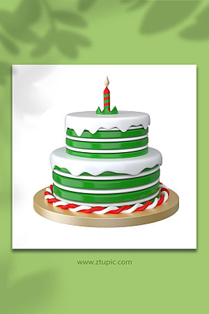 氛围感绿色圣诞节蛋糕C4D模型