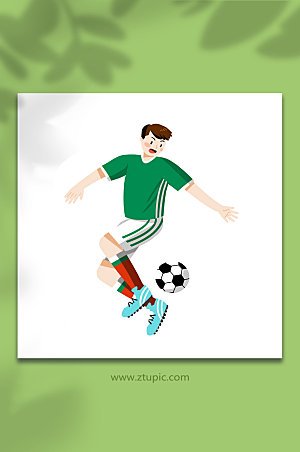 扁平化世界杯足球运动员素材插画