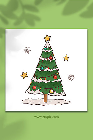 简洁卡通圣诞树装扮元素插画