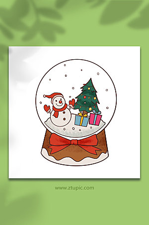 简洁卡通圣诞水晶球装饰元素插画