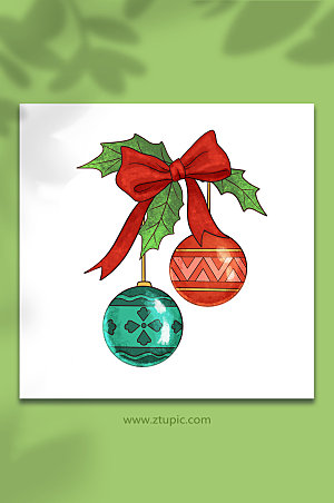 彩色手绘圣诞装饰球装饰元素插画