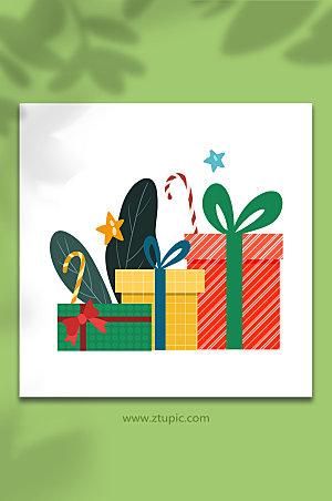 多种圣诞礼物盒组合元素插画