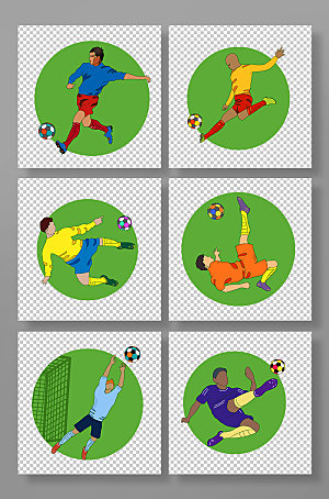 炫酷世界杯足球运动员素材插画