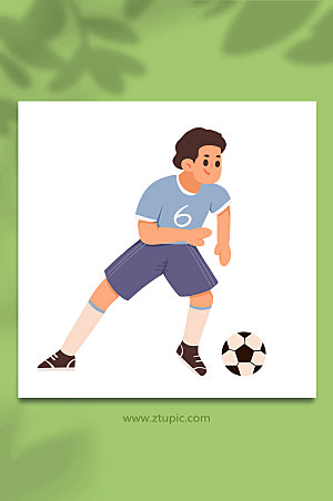 踢球送球世界杯足球运动员元素插画