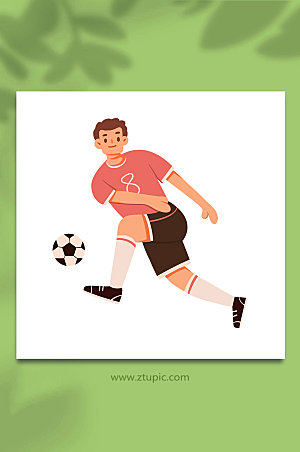 卡通世界杯足球运动员宣传插画
