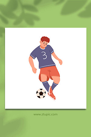 简洁足球运动员带球元素插画