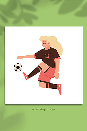 大气足球运动员接球元素插画