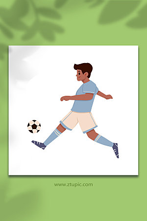 简洁足球运动员运球元素插画