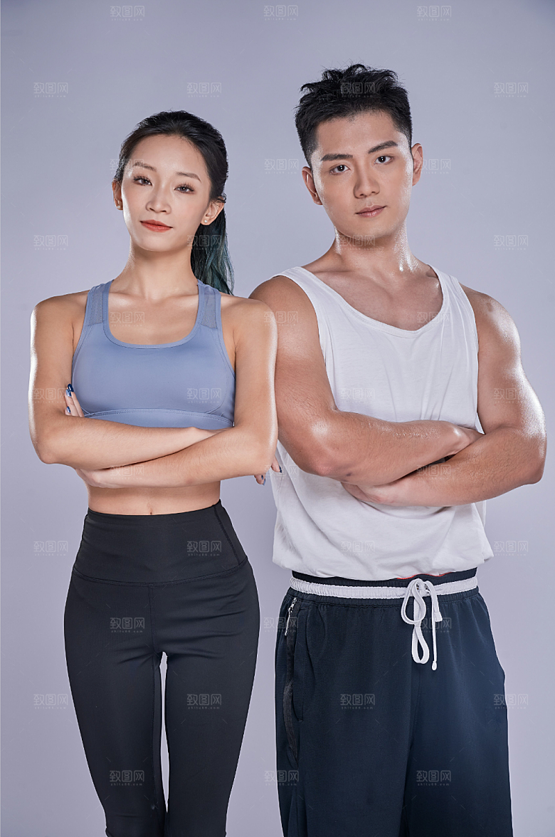时尚健身房秀肌肉人物精修摄影图片