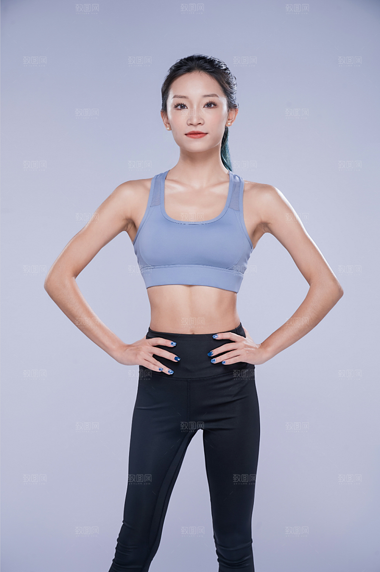 时尚健身房美女人物精修摄影图片