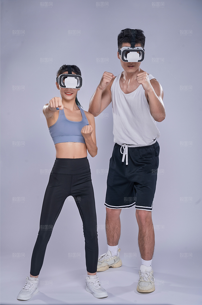 简洁VR眼镜格斗运动人物摄影图片