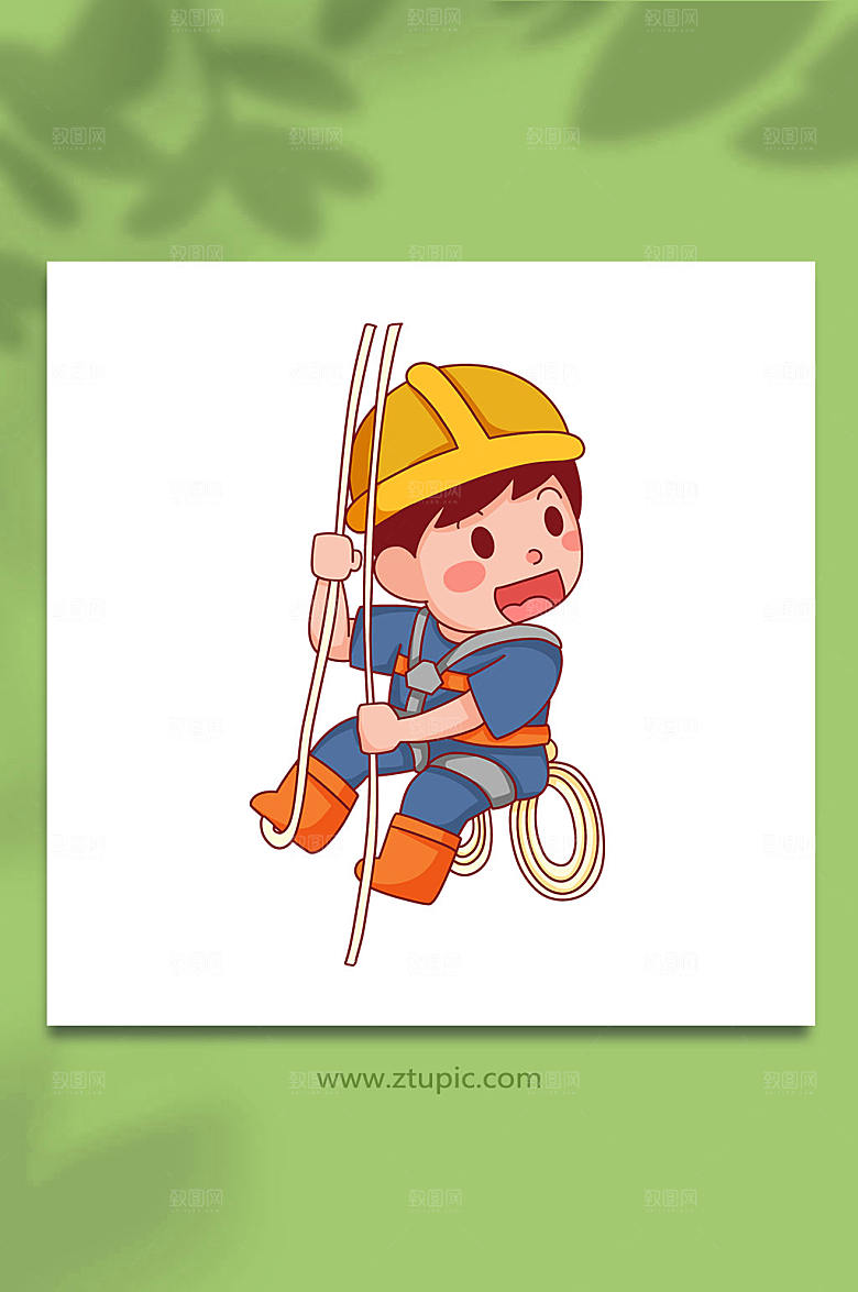 大气高空防护绳安全生产元素插画