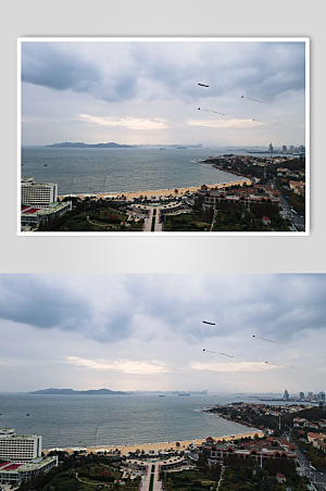 简约山东青岛自然风光航拍摄影图