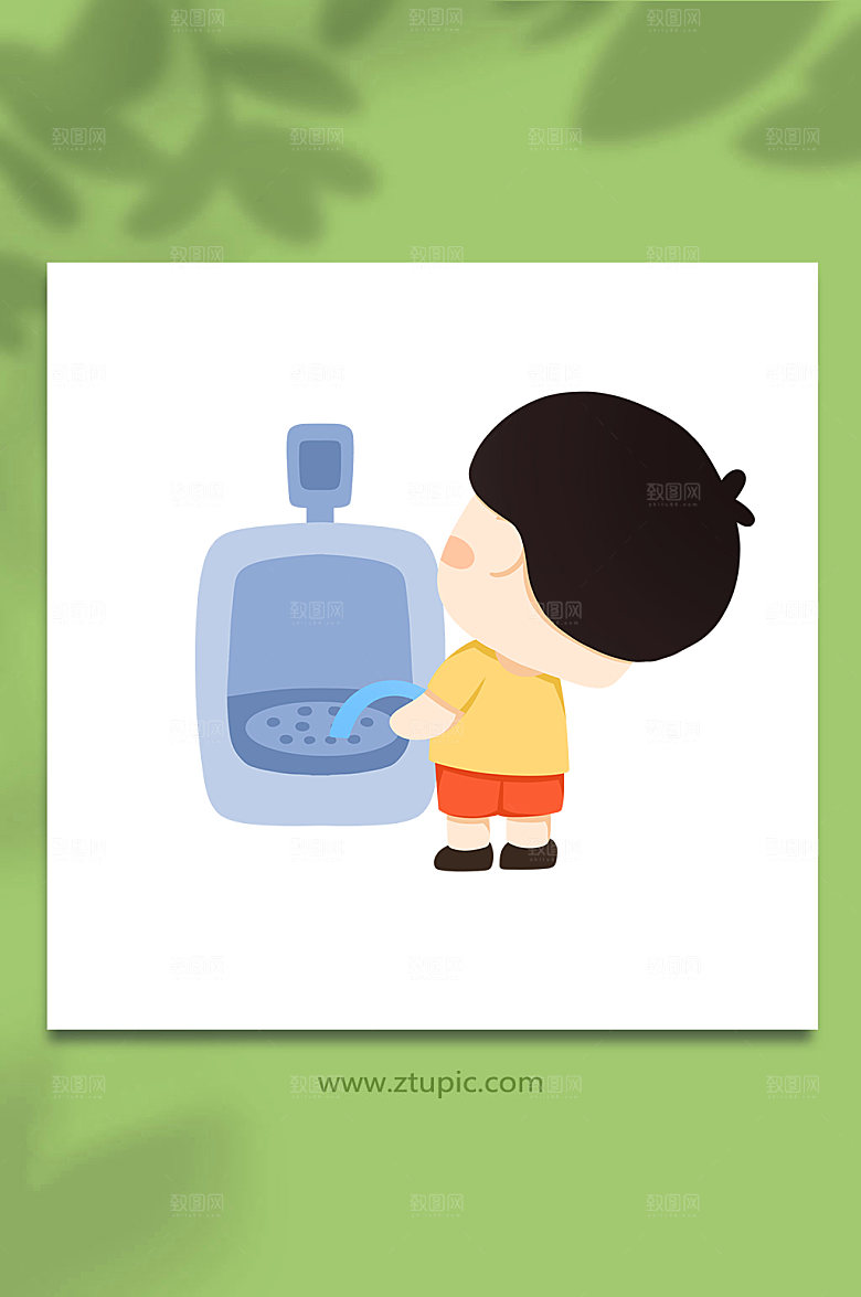 可爱男生文明如厕人物素材插画