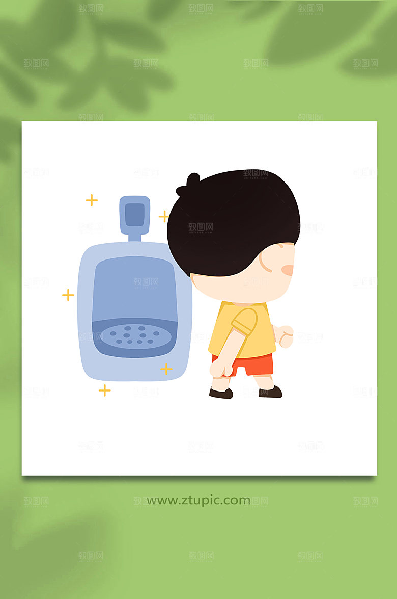 大气文明如厕便后干净元素插画