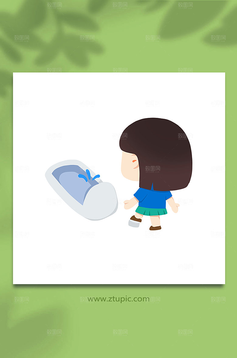 大气蹲厕冲水文明如厕知识元素插画