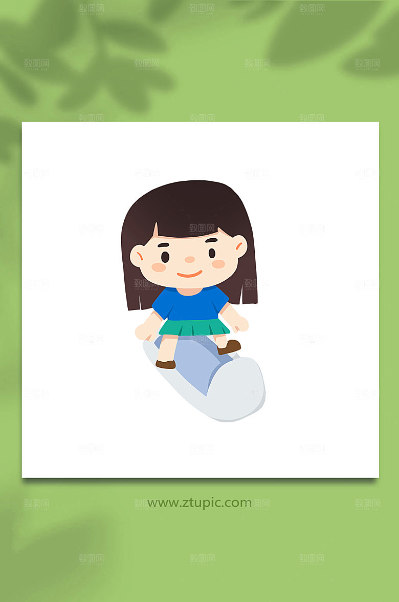简洁女孩蹲厕文明如厕素材插画