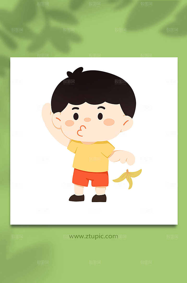 简洁不乱丢垃圾文明元素插画设计
