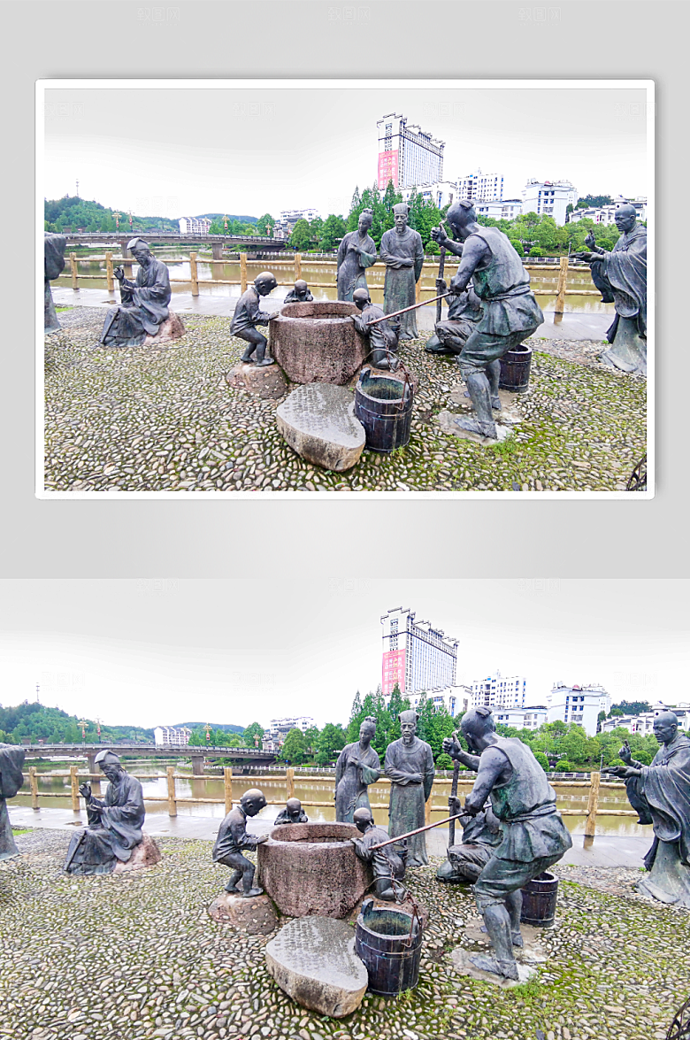 大气福建泰宁古城铜像精美摄影图