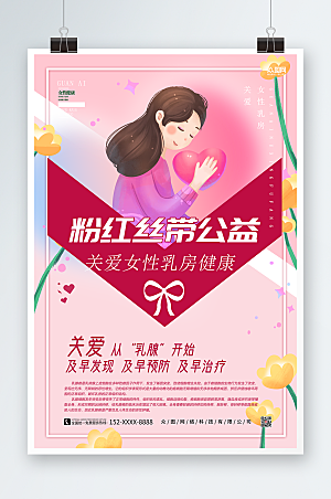 爱心女性乳腺癌防治公益活动海报