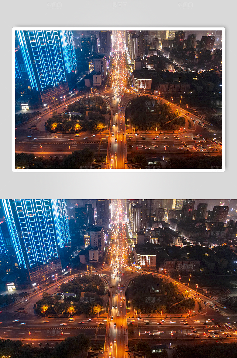 黑色长沙城市夜景交通航唯美就摄影图