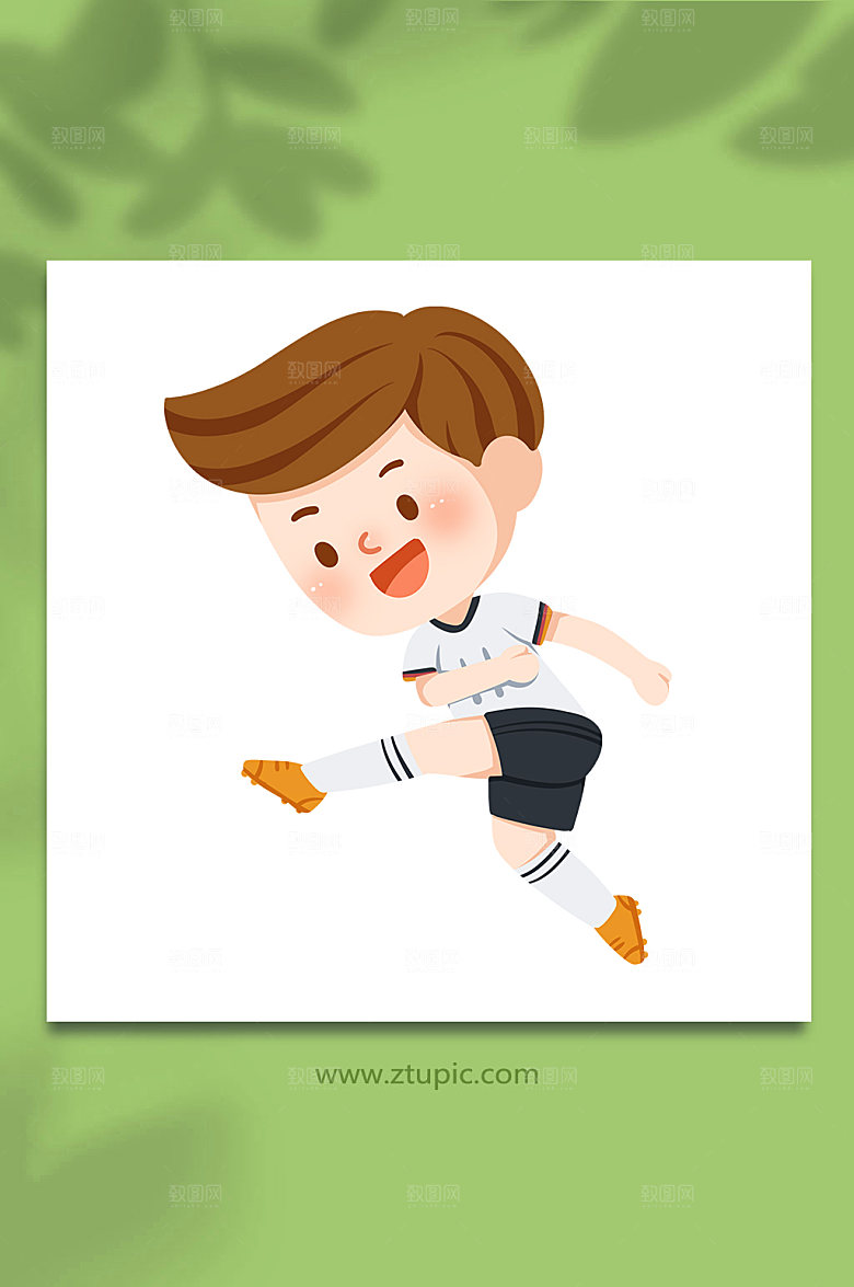 简洁卡通踢球足球运动员元素插画设计