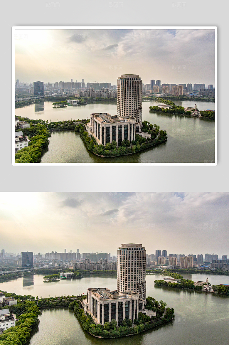 唯美南昌瑶湖风景区航拍精美摄影图